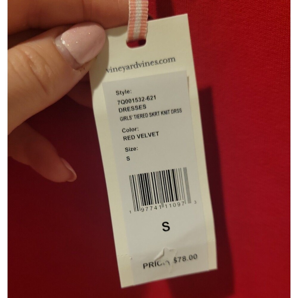 NWT Vineyard Vines Girls Tiered Plaid Dress Red Long Sleeve Preppy Coastal 7- 8 - Picture 4 of 10